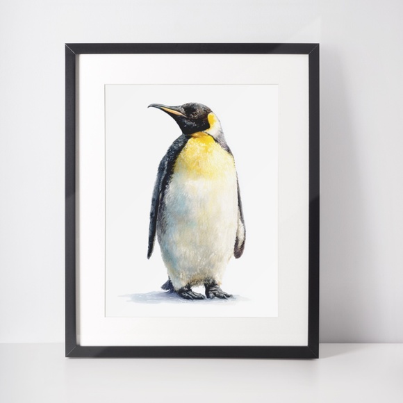 Watercolor Emperor Penguin Portrait Wall Art Print, Unframed - Regal Arctic - Picture 3 of 7